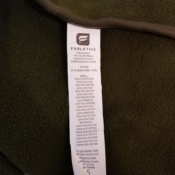 Fabletics S MOSCOW Coat Gray Green Fleece Lined Cascade Waterfall Open Front - Picture 8 of 8